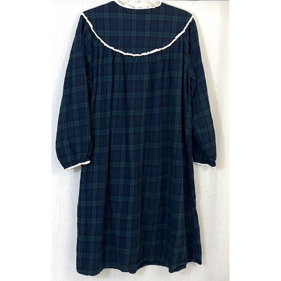 Lanz of Salzburg green blue tartan plaid nightgown - Picture 3 of 8